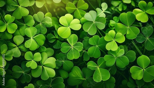 ST Patrick's day green background clover leaf selected fucus for ST Patrick's day celebration design background