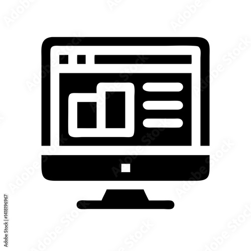 Web Design Dashboard on Monitor Icon Design