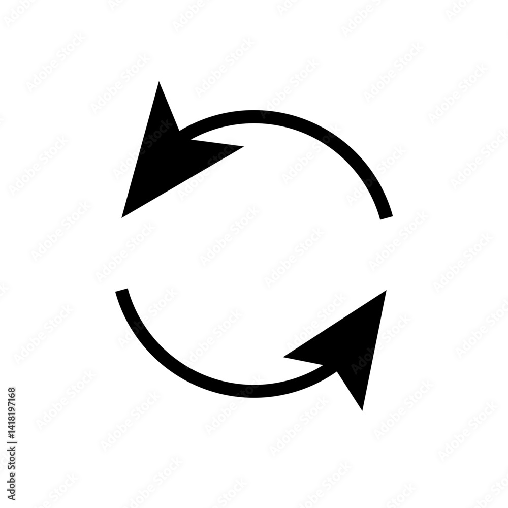 black circular arrow refresh symbol vector illustration of a black arrow isolated on white background. black circular arrow refresh symbol vector illustration of a black arrow isolated on white background.