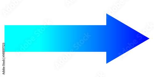 blue arrow icon gradient rightward arrow isolated on white background.
