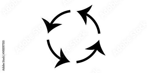 black four-arrow clockwise cycle vector image of an eagle isolated on white background.