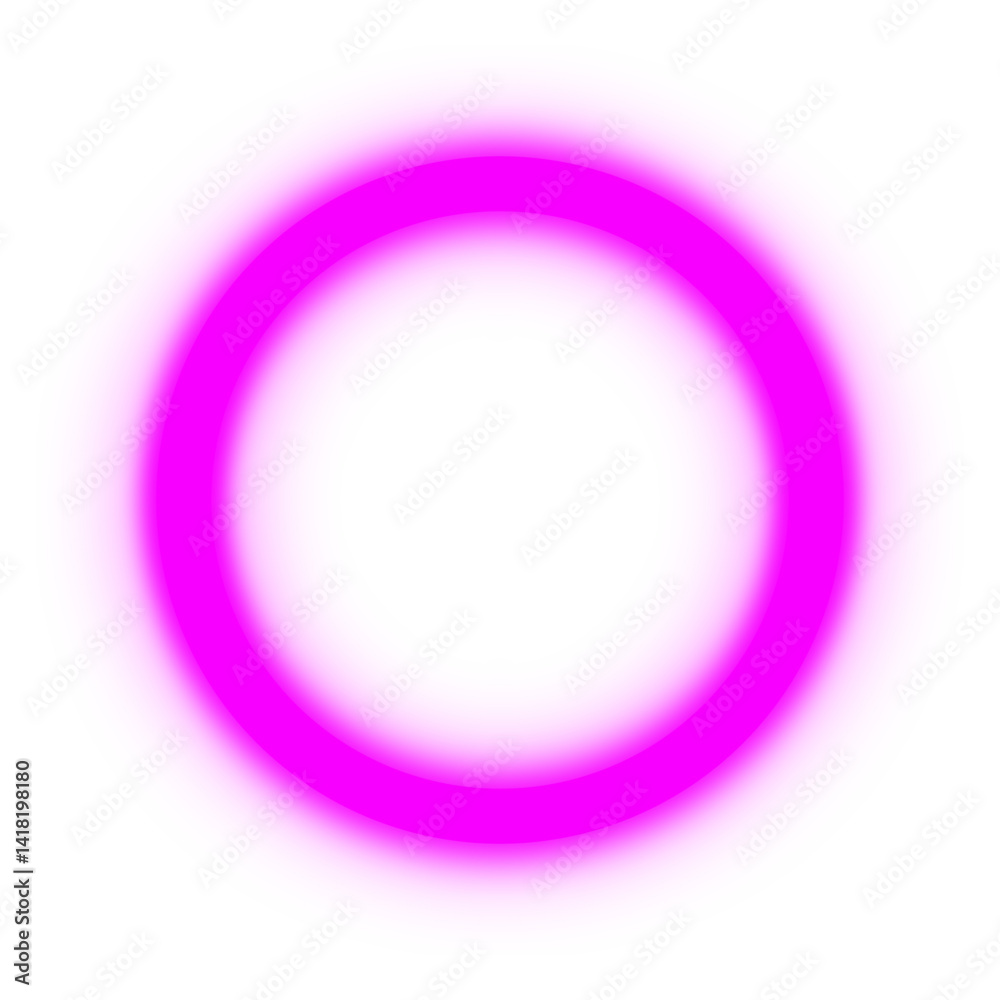 A glowing magenta circle with a soft, blurred edge, set against a white background, creating a vibrant, luminous effect.