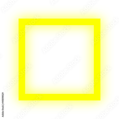 A glowing yellow square outline on a white background, creating a subtle halo effect around the edges.