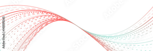 Abstract wave design with flowing red and teal lines, merging in a light background, creating a dynamic and modern aesthetic.