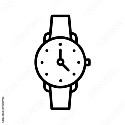 Wristwatch with Round Dial Face Icon Design