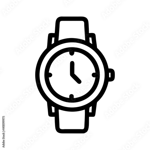 Wristwatch with Round Dial Face Icon Design