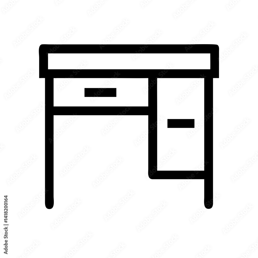Writing Desk with Right Drawer Panel Icon Design Writing Desk with Right Drawer Panel Icon Design