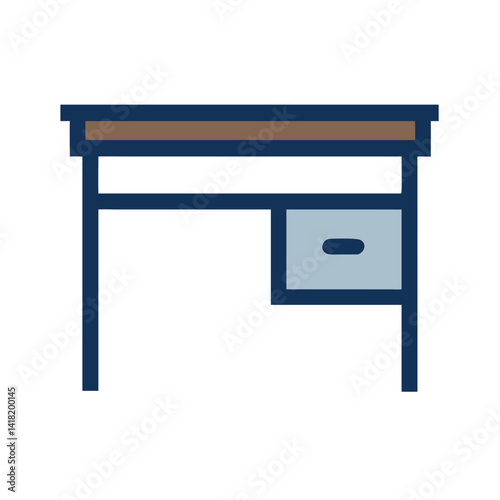 Writing Desk with Right Drawer Panel Icon Design