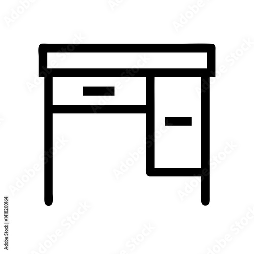 Writing Desk with Right Drawer Panel Icon Design