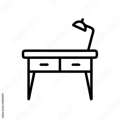 Writing Desk with Right Drawer Panel Icon Design