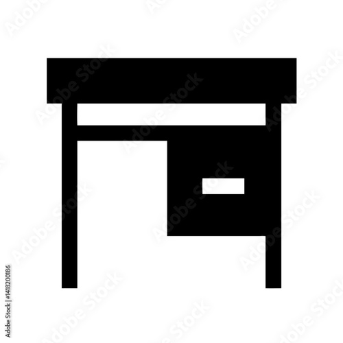 Writing Desk with Right Drawer Panel Icon Design