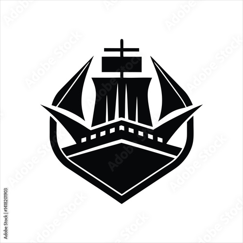 Boat Logo Symbol Minimalist Silhouette Vector