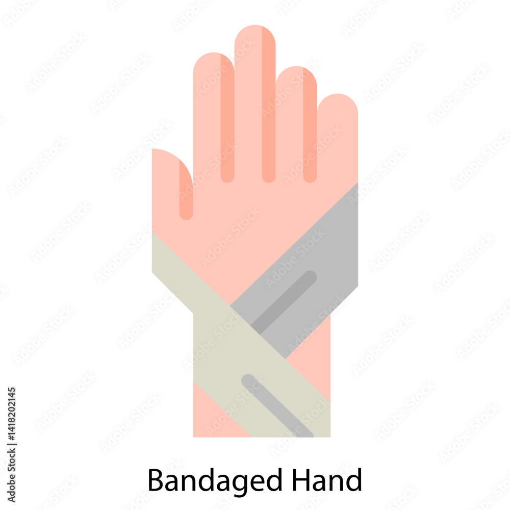Obraz premium Bandaged Hand single vector icon illustration