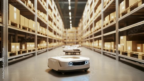 Automated Logistics: Autonomous Robots Streamlining Operations in a Modern Warehouse