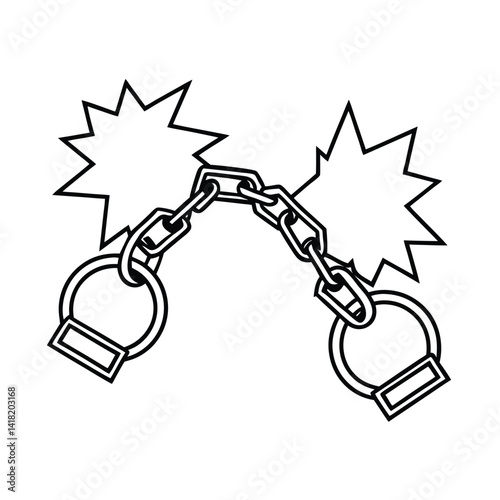 Shackle Illustration With Broken Chain Effect Symbolizing Freedom And Independence In Minimalistic Design