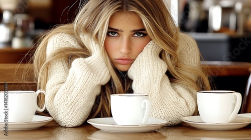 Woman with coffee cups