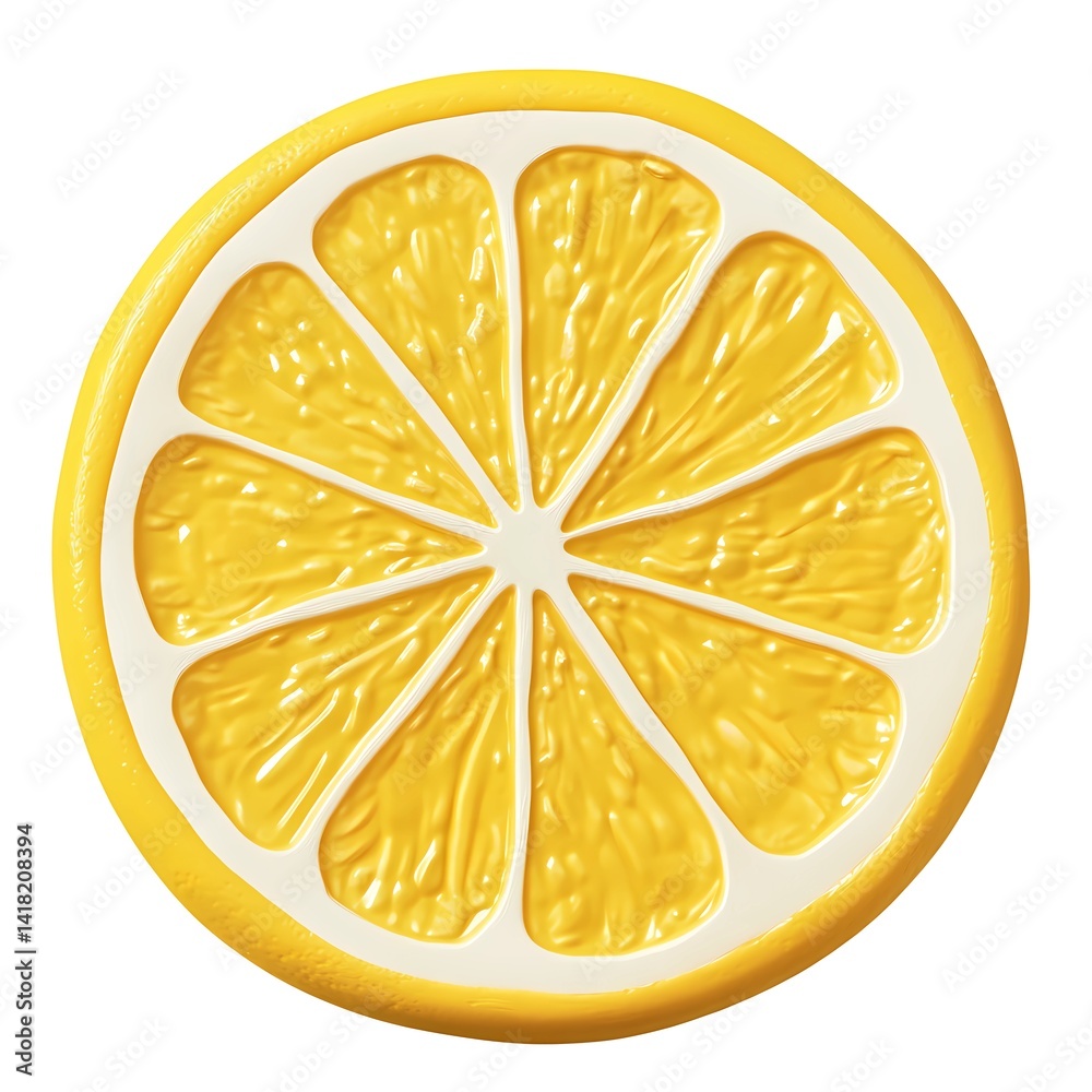 3D clay lemon slice on white background 3D clay lemon slice on white background