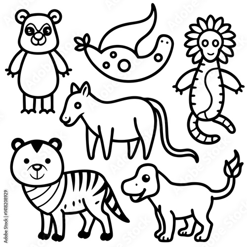 set of cartoon animals vector