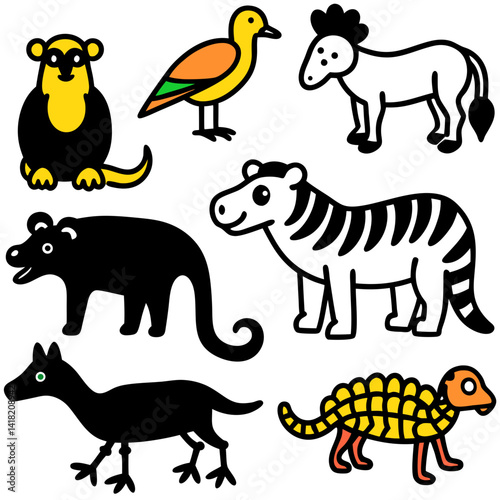 set of cartoon animals vector