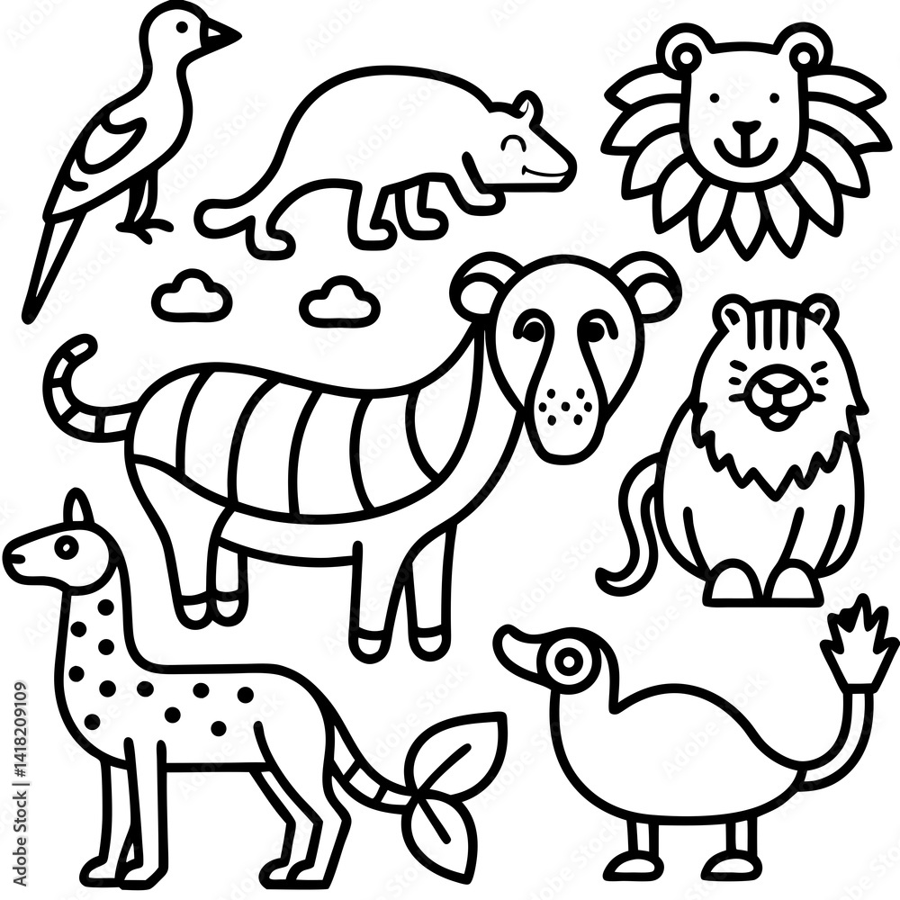 Obraz premium set of cartoon animals vector