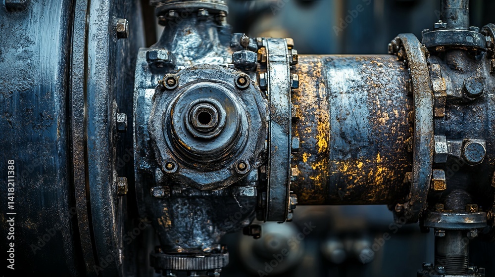 Industrial Machine Component Closeup Detailed View Industrial Machine Component Closeup Detailed View