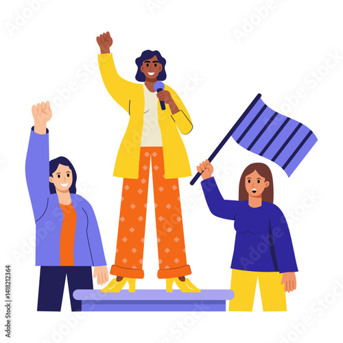 Woman speaking for their rights, flat style illustration