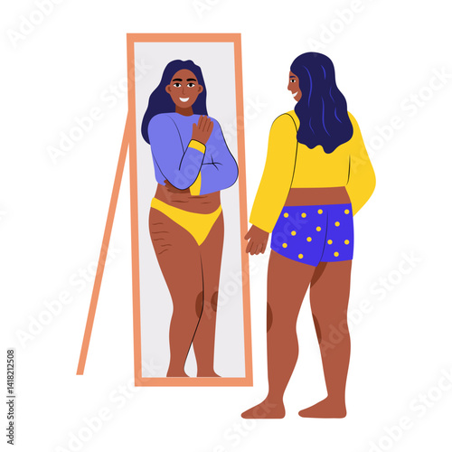 Self hate woman character illustration in a flat style