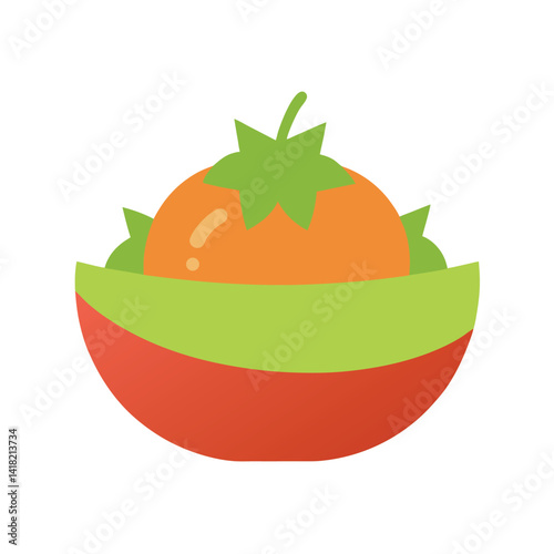 slice of tomato with green leaves