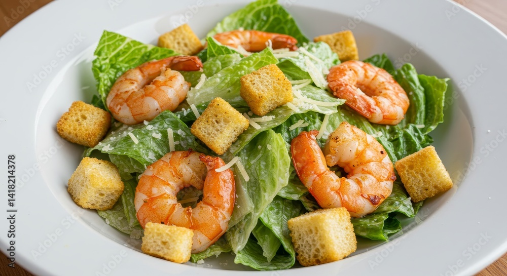 Shrimp Caesar Salad Recipe - Delicious shrimp Caesar salad with crisp romaine lettuce, crunchy croutons, and creamy Caesar dressing. Perfect for lunch or dinner