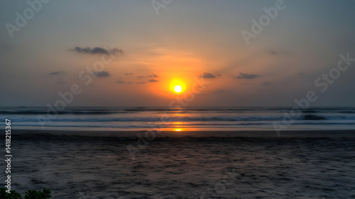 Colorful Sunset Over Sandy Beach