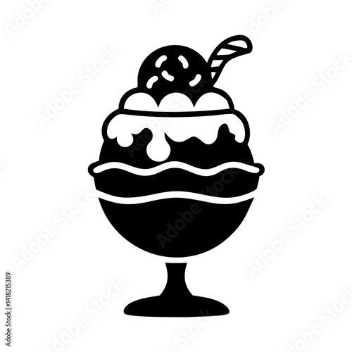 ice cream sundae with layers icon, ice cream sundae with layers vector
