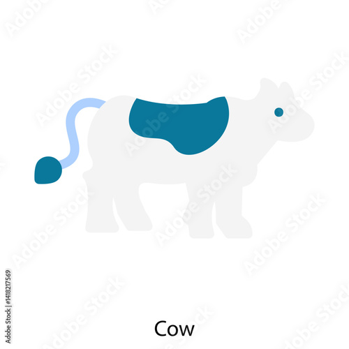 Cow single vector icon illustration