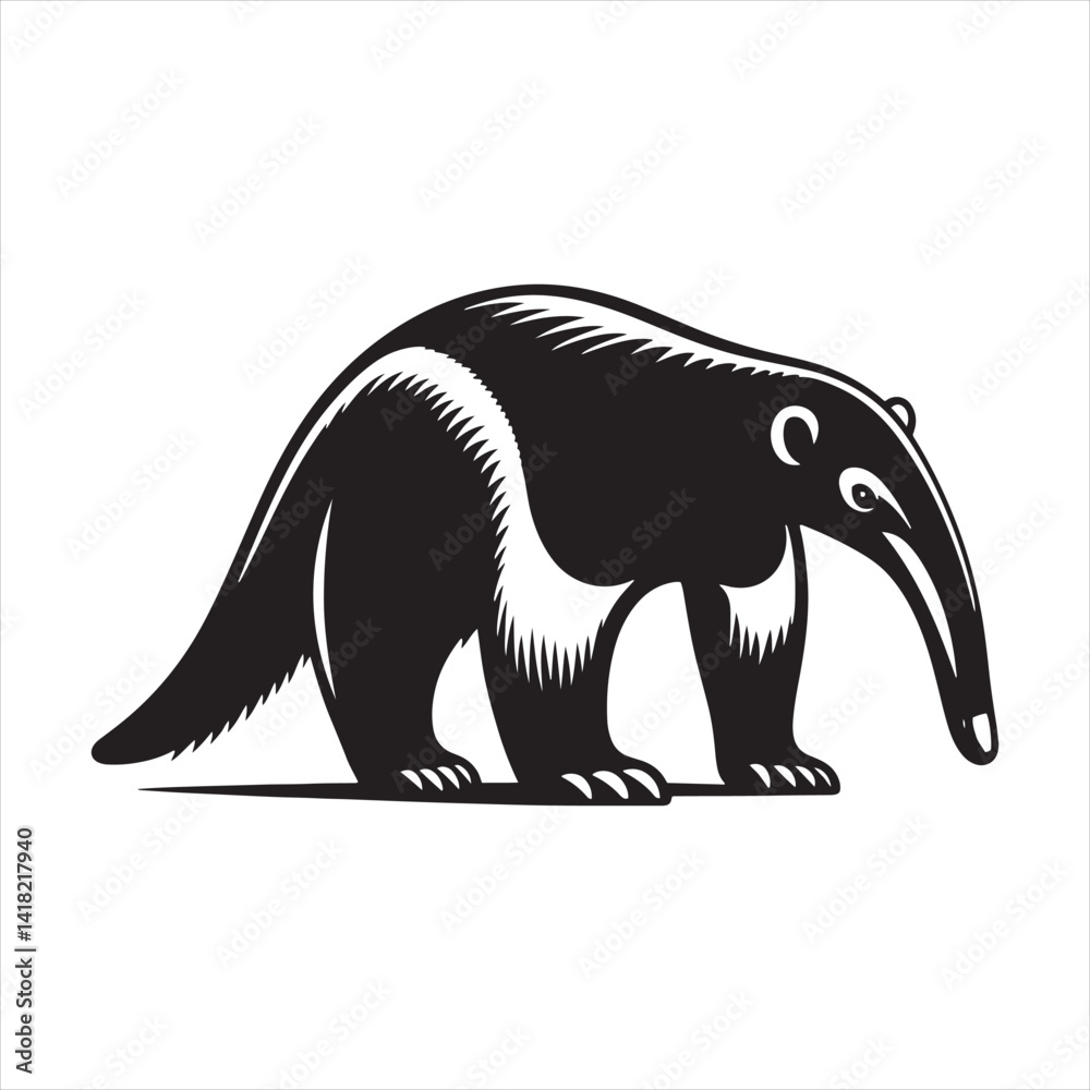 Fototapeta premium Curious Snouts of the Wild: A Unique Collection of Anteater Vector Silhouettes Highlighting the Distinct Form, Gentle Nature, and Insect-Hunting Charm of These Fascinating Creatures