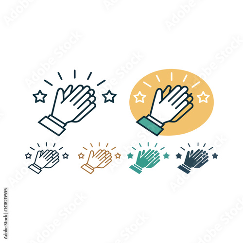 Applause flat and line icons set. Clapping hands symbol. Vector illustration.eps