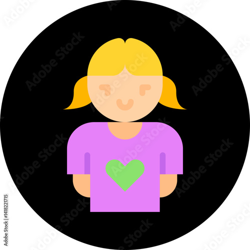 Girl single icon vector illustration