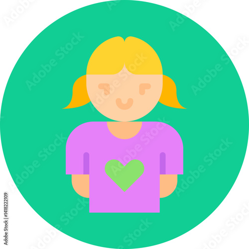 Girl single icon vector illustration