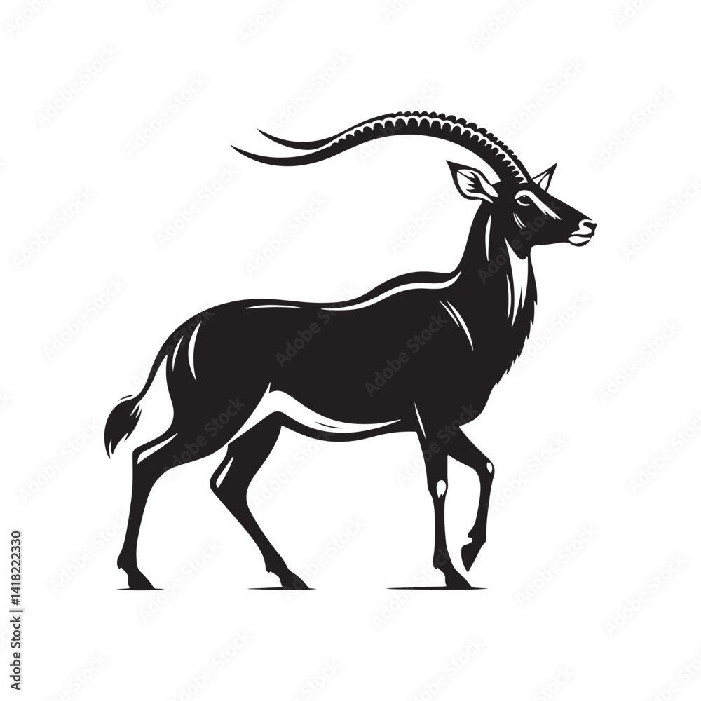 Fototapeta premium Grace in Motion: A Stunning Collection of Antelope Vector Silhouettes Capturing the Elegance, Speed, and Wild Beauty of These Iconic Creatures of the Grasslands