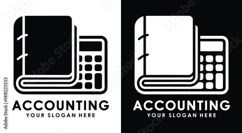 Bold black logo with a ledger and calculator icon tailored for accounting firms finance professionals and businesses focused on bookkeeping accuracy and financial management
