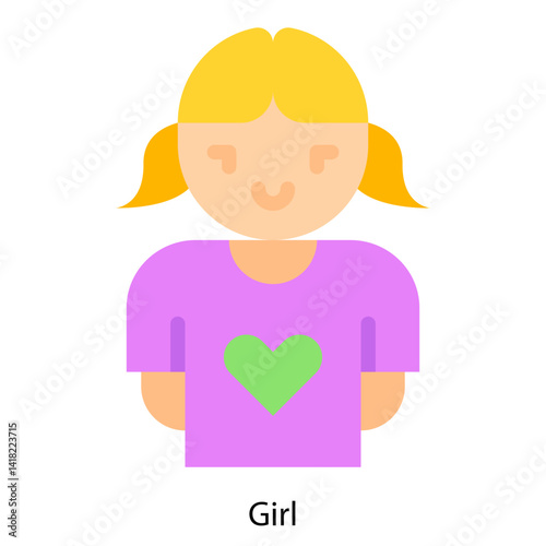 Girl single icon vector illustration