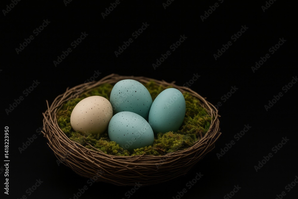 easter eggs in a nest