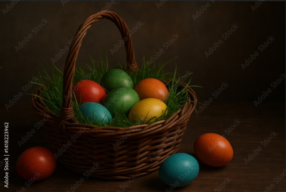 easter eggs in basket