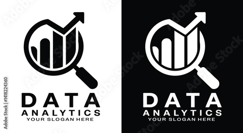 Bold black bar lens insight data analytics logo for modern businesses Ideal for branding, identity and professional use