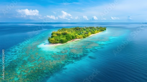 Aerial view tropical island paradise escape