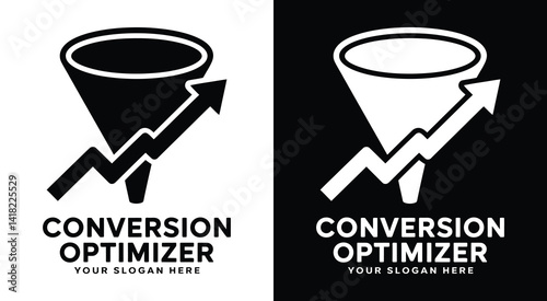 High-impact funnel and arrow logo for conversion specialists representing sales growth and performance marketing results