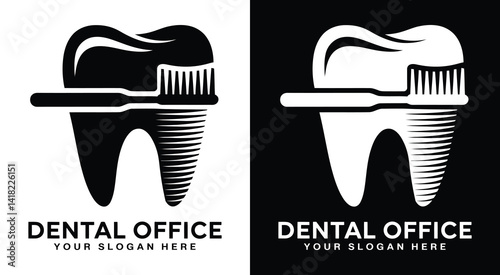 Professional tooth and brush logo for dental practices representing comprehensive cleanings and preventive care services