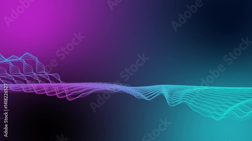 Vibrant gradient background, smooth color transition, pink to purple to blue, soft blurred effect. Metaverse Abstract Seamless wave abstract lines stream 4K background loop