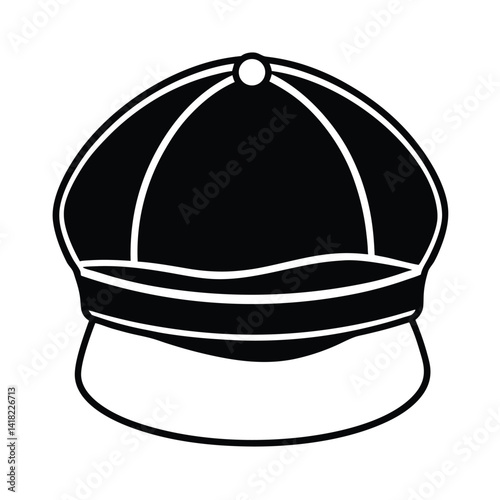 Minimalist Black And White Illustration Of A Jockey Cap Design Template For Graphic Use In Projects