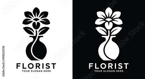 Elegant flower and vase logo for florists and flower shops perfect for bouquets arrangements and special occasion designs