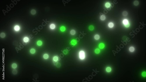 Green and White Glowing Bokeh Lights on Dark Background – Abstract Soft Glow Effect