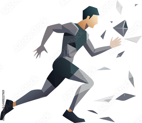 Abstract Polygonal Runner Breaking Through Geometric Barrier